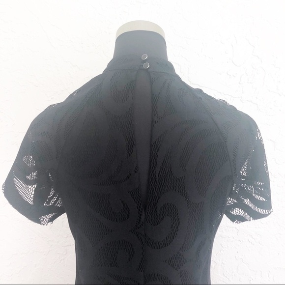 Fabrik Black High Neck Retro Mini Cocktail Dress - Picture 6 of 8